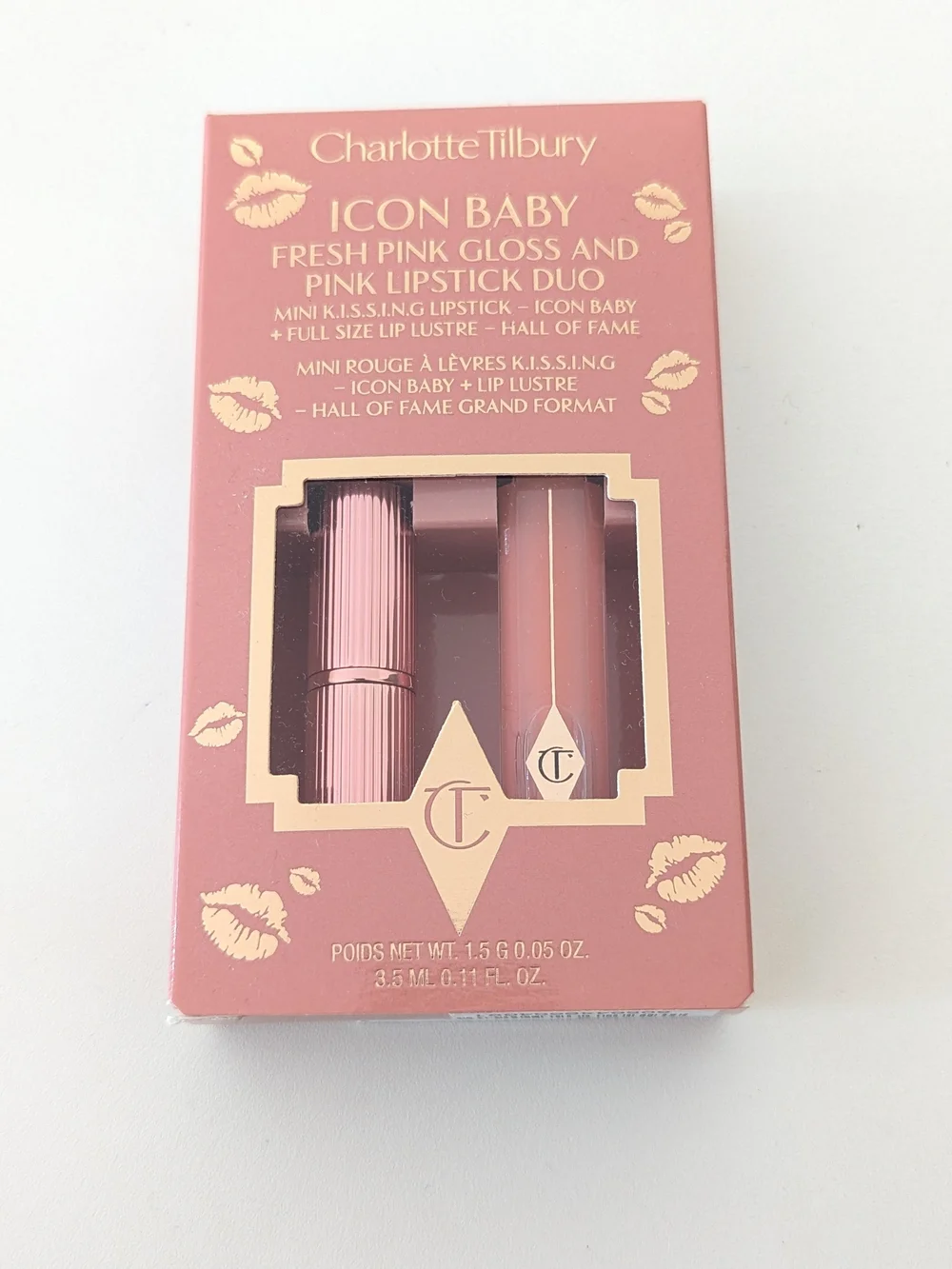 NWT NIB Charlotte Tilbury Icon Baby Fresh Pink Gloss & Pink Lipstick Duo